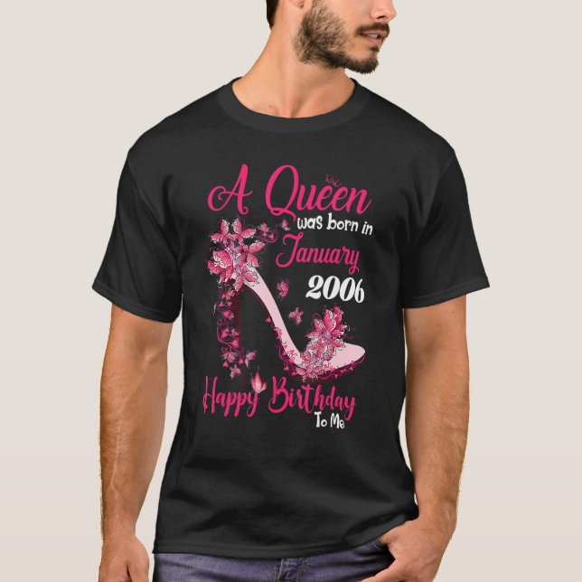 A Queen Was Born In January 2006 High Heel 17th Bi T-Shirt (Front)