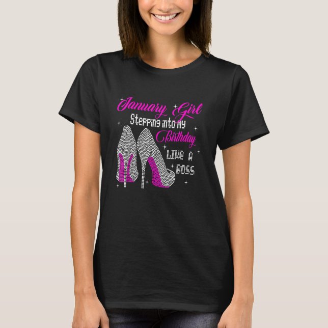 A Queen Was Born In January Happy Birthday To Me H T-Shirt (Front)