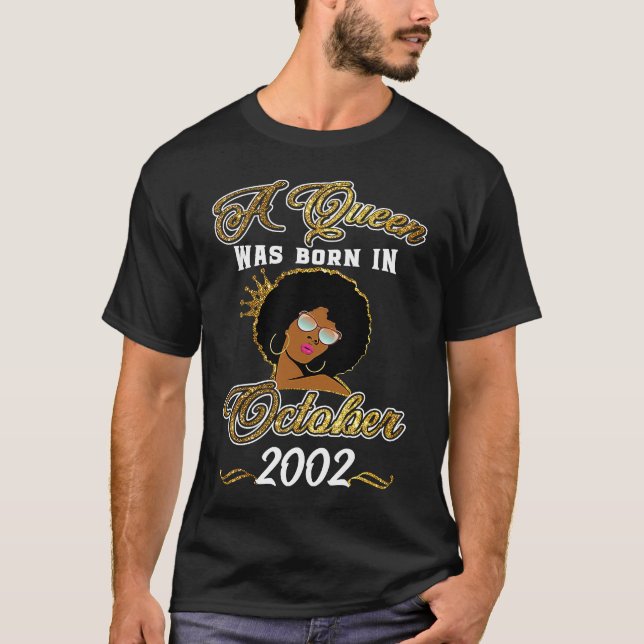 A Queen Was Born In October 2002 19th Birthday T-Shirt (Front)