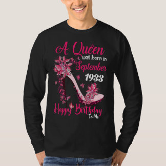 A Queen Was Born In September 1933 Happy 89th Birt T-Shirt