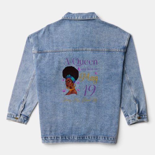 A Queen Was Born On May 19 Living My Blessed Life  Denim Jacket