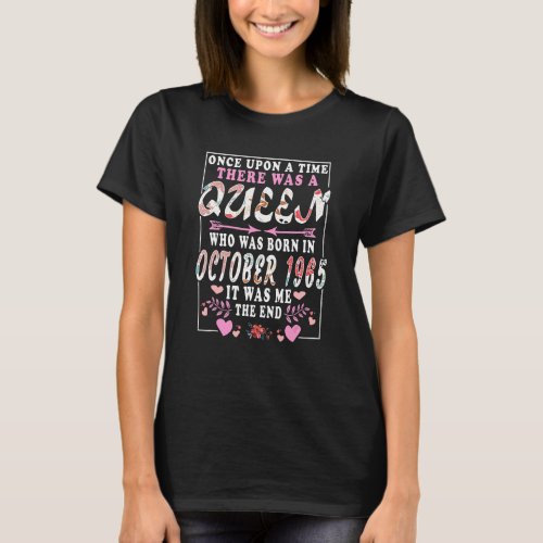 A Queen Who Was Born In October 1965  Birthday Wom T_Shirt
