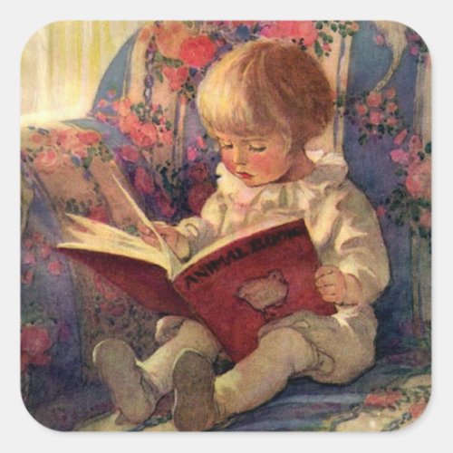 A Quiet Corner by Jessie Willcox Smith Square Sticker