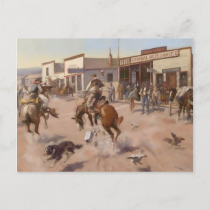 “A Quiet Day in Utica” by Charles M Russell Postcard