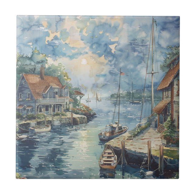 A Quiet Harbour Ceramic Tile (Front)
