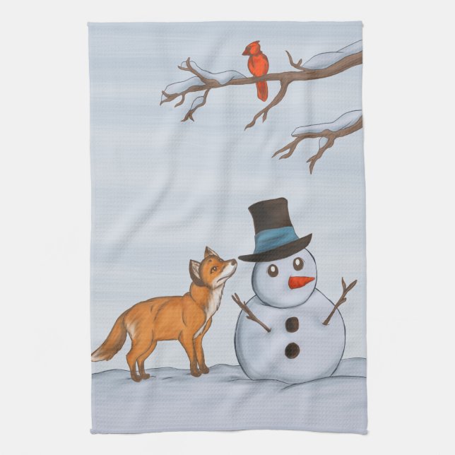 A Quiet Snow Day Kitchen Towel (Vertical)