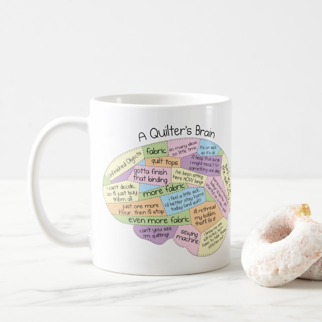 A Quilter’s Brain Mug – Funny Quilting Gift (With Donut)