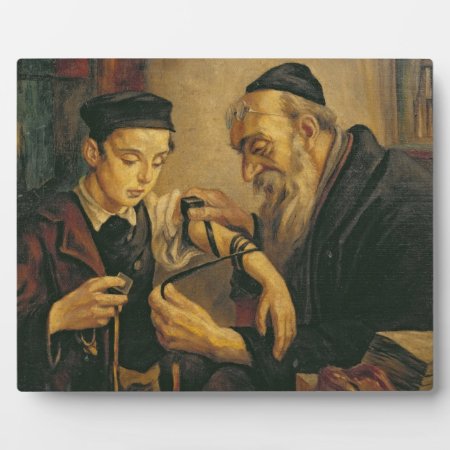 A Rabbi Tying The Phylacteries To The Arm Of A Boy Plaque