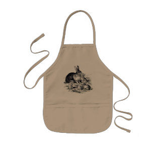 A rabbit family - vintage illustration apron