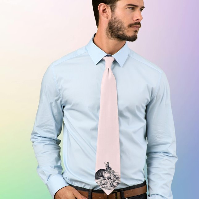 A rabbit family - vintage illustration neck tie (Creator Uploaded)