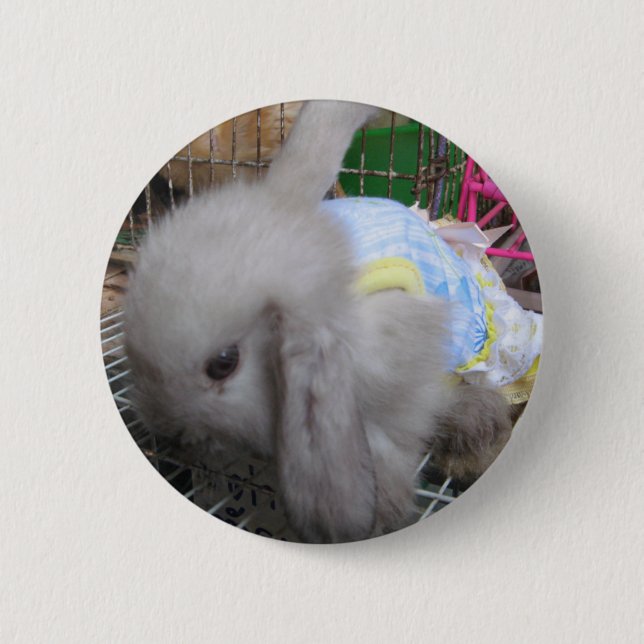A Rabbit in a Dress Button (Front)