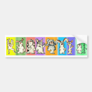 A Rabbit Rainbow Cartoon Bumper Sticker