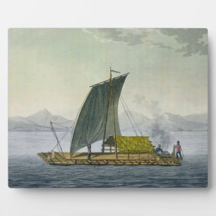 A raft leaving the port of Guayaquil, Ecuador, fro Plaque
