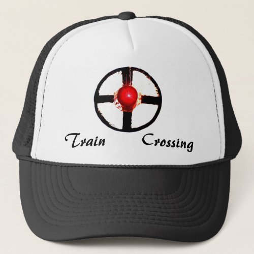 A Railroad Crossing Wig Wag Signal Trucker Hat