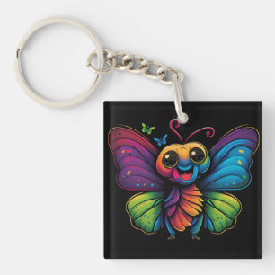 A rainbow-colored-butterfly keychain