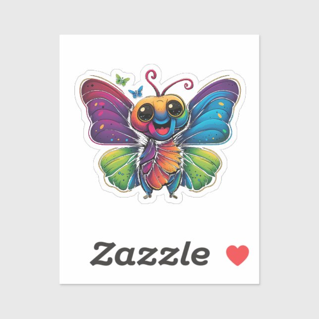 A rainbow-colored-butterfly sticker (Sheet)