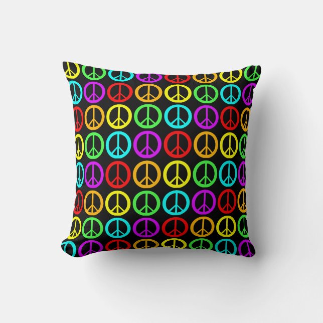 A Rainbow Of Peace Signs Throw Pillow (Front)