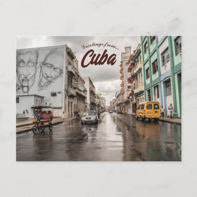 A Rainy Day in La Habana Cuba Postcard (Front)