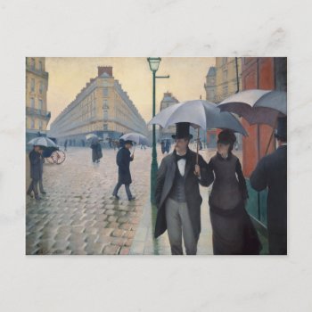 A Rainy Day In Paris By Gustave Caillebotte Postcard by Ladiebug at Zazzle