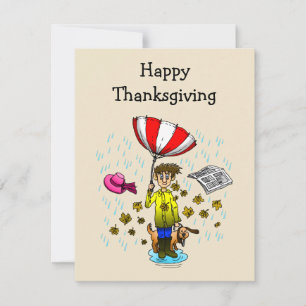 A Rainy Thanksgiving Day Note Card