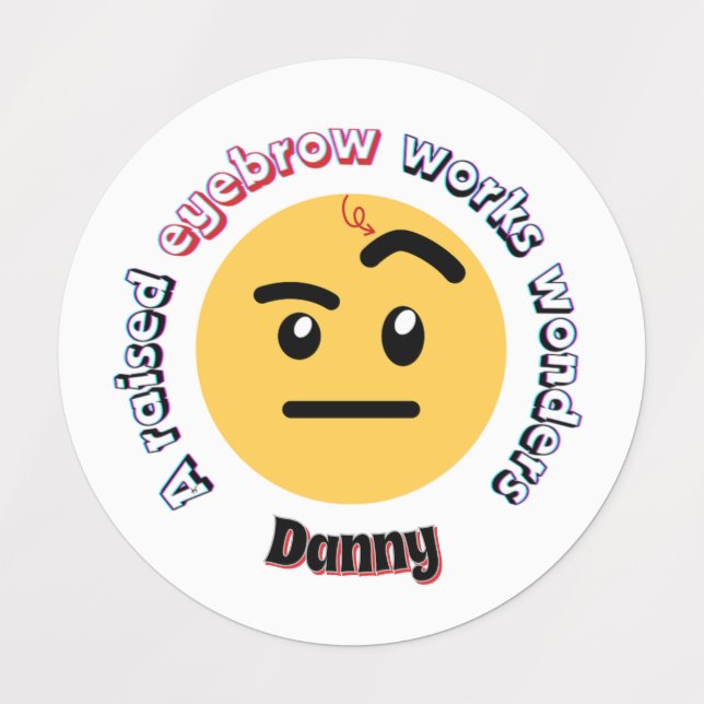A Raised Eyebrow Works Wonders – Funny Expression  Kids' Labels (Design 1)