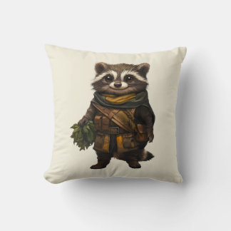 A Rascally Racoon Throw Pillow