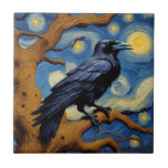 A Raven In An Old Oak Tree Starry Night Ceramic Tile at Zazzle