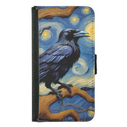 A Raven in an Old Oak Tree Starry Night Samsung Galaxy S5 Wallet Case