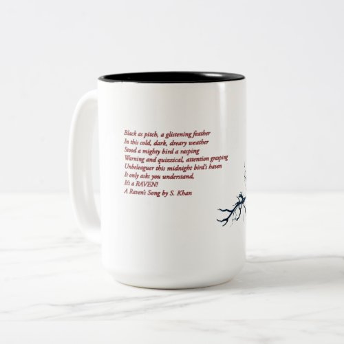 A Ravens Song Poem and Raven Graphic Two_Tone Coffee Mug