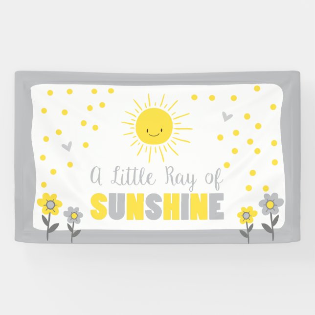 A Ray of Sunshine Baby Shower Backdrop Banner Sun (Horizontal)