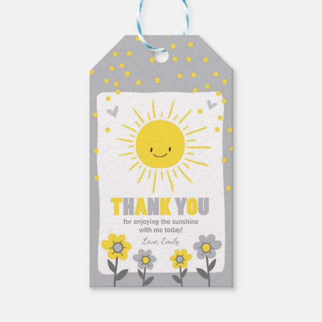 A Ray of Sunshine Baby Shower Favor Tag Sun Summer (Front)