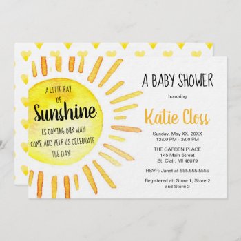 A Ray Of Sunshine - Baby Shower Invitation by OrangeOstrichDesigns at Zazzle