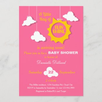 A Ray Of Sunshine Baby Shower Invitation by marlenedesigner at Zazzle