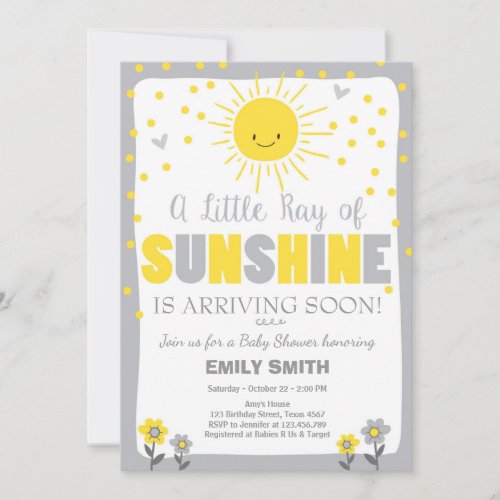 A Ray of Sunshine Baby Shower invitation Neutral