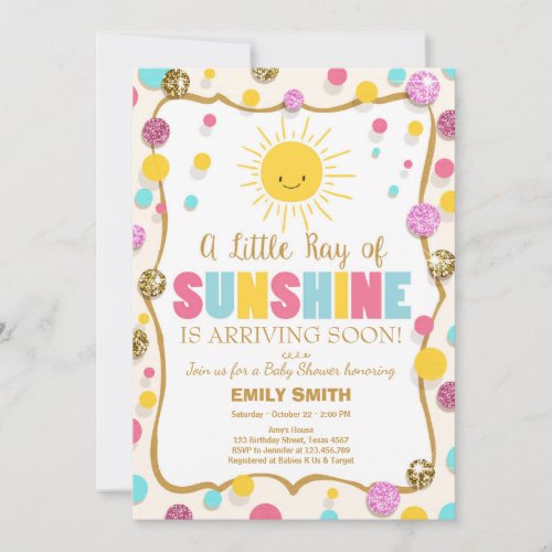 A Ray of Sunshine Baby Shower invitation Pink Blue