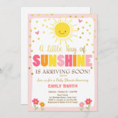 A Ray of Sunshine Baby Shower invitation Pink Girl (Front/Back)