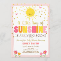 A Ray of Sunshine Baby Shower invitation Pink Girl