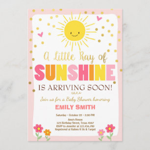 A Ray of Sunshine Baby Shower invitation Pink Girl