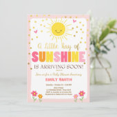 A Ray of Sunshine Baby Shower invitation Pink Girl (Standing Front)