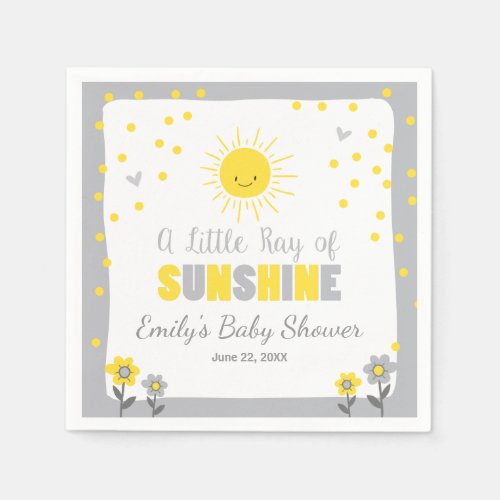 A Ray of Sunshine Baby Shower Paper Napkin Sun
