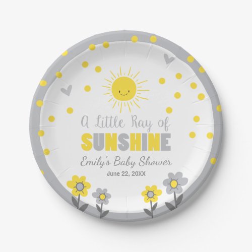 A Ray of Sunshine Baby Shower Paper Plates Summer