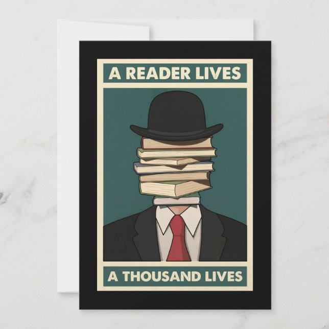 A Reader Lives a Thousand Lives Bibliophile Wisdom Invitation (Front)