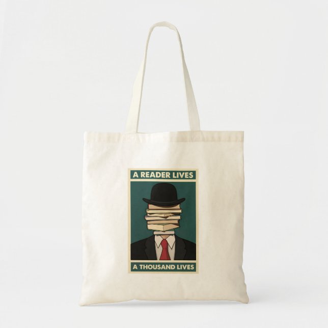 A Reader Lives a Thousand Lives Bibliophile Wisdom Tote Bag (Front)