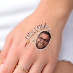 “A Real Catch” Custom Face Bachelorette Party  Temporary Tattoos