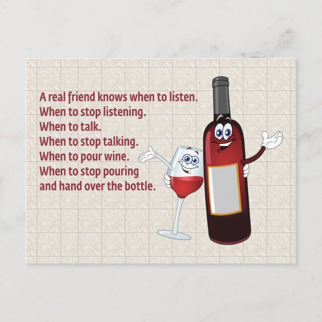 "A REAL FRIEND KNOWS WHEN TO LISTEN" POSTCARD (Front)