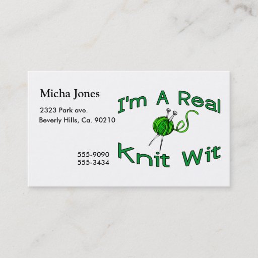 Customizable A Real Knit Wit Business Cards
