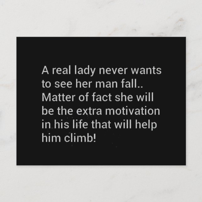 A REAL LADY SUPPORTS HER MAN QUOTES LOVE LOYALTY M POSTCARD (Front)