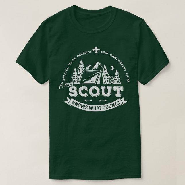 A REAL SCOUT KNOWS WHAT COUNTS white T-Shirt (Design Front)