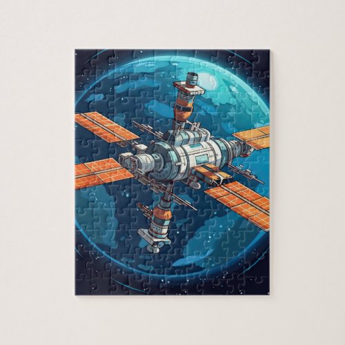 A Realistic Space Station in Orbit Around Earth Pu Jigsaw Puzzle