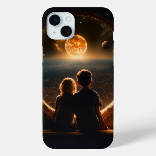 A realistic very dark photo from the back printed iPhone 15 plus case